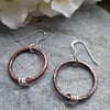 Oxidised Copper Hoops With Sterling Silver Earrings Dangle Earrings