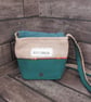 Upcycled Coffee Sack - Mini Shoulder Bag - Green and orange pattern - Image 4