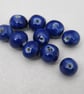 10 Small Cobalt Blue Glazed Clay Beads - Image 2
