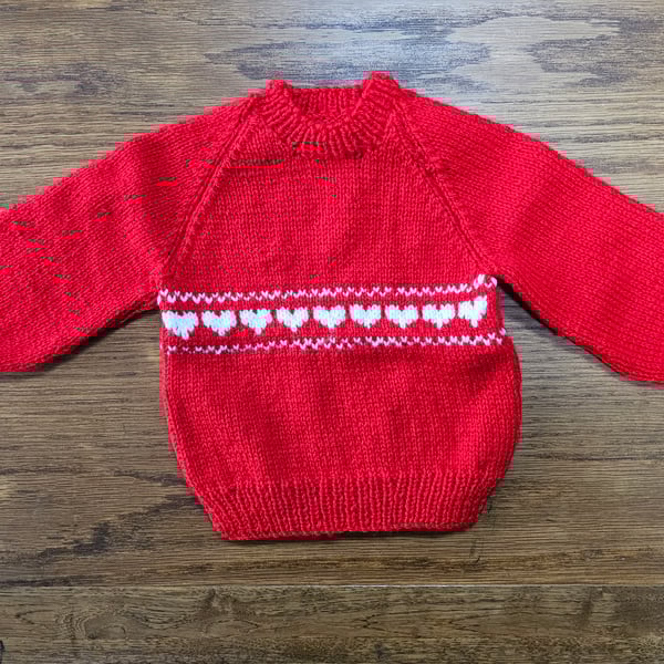 Diane's Red Heart Baby Jumper with Back Shoulder Buttons (Age 6-12 months)