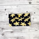 Navy Blue Gingerbread Men Cotton Fabric Money Wallet: Bank Note Gift Pouch.