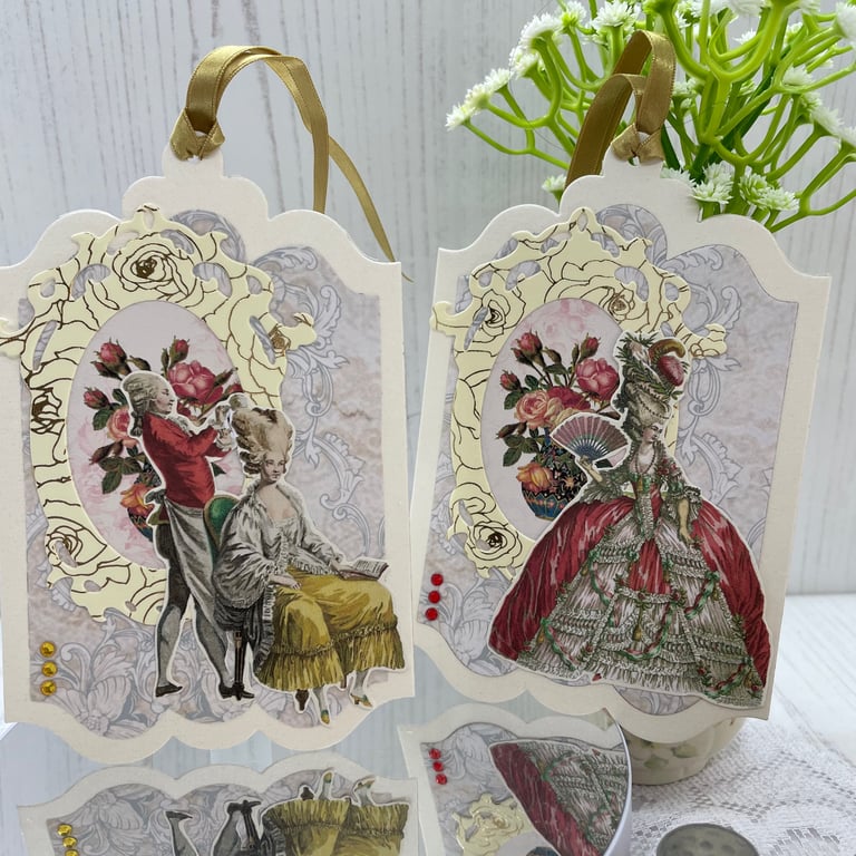 Library - Marie Antoinette set of 2 tags Design 3 by Carolee Crafts  PB11 - 0020