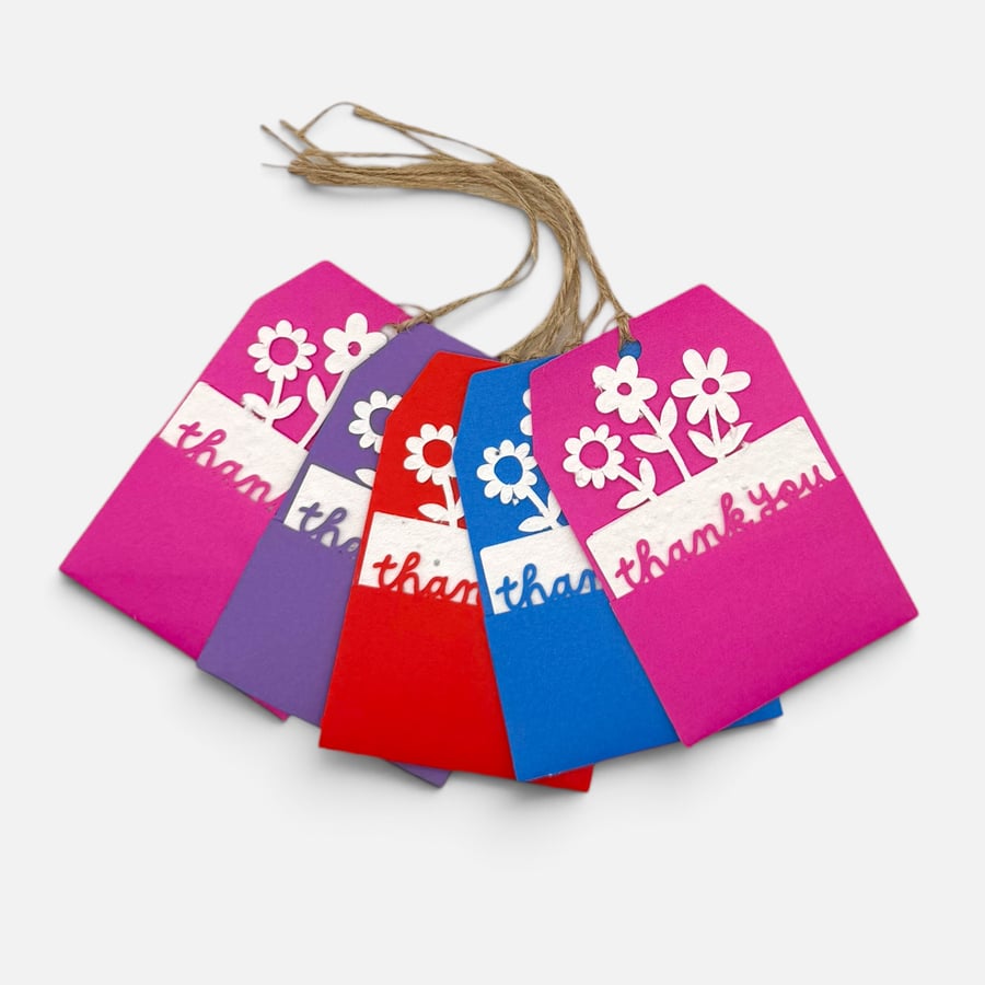 Plantable Set of 5 Thank You Gift Tags with Wildflower Seed Paper inserts