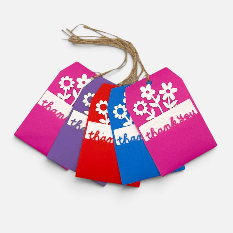 Plantable Set of 5 Thank You Gift Tags with Wildflower Seed Paper inserts