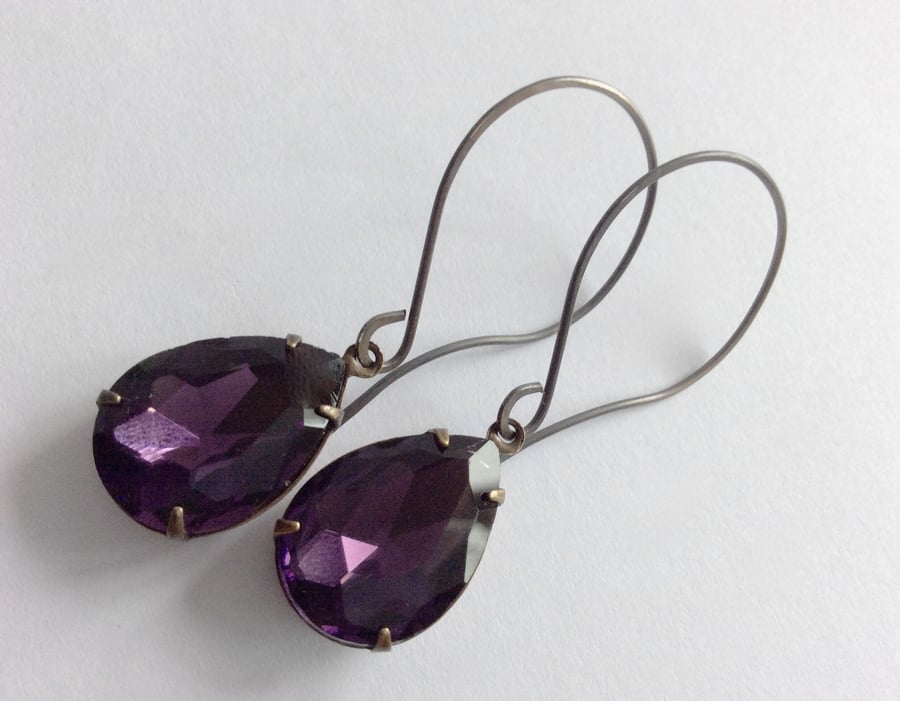 Deep Purple Sterling Silver Earrings
