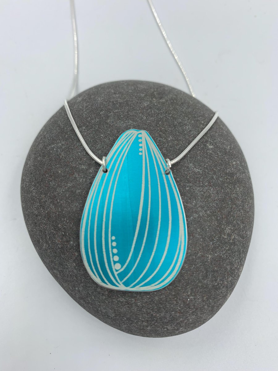 Turquoise aluminium tulip pendant