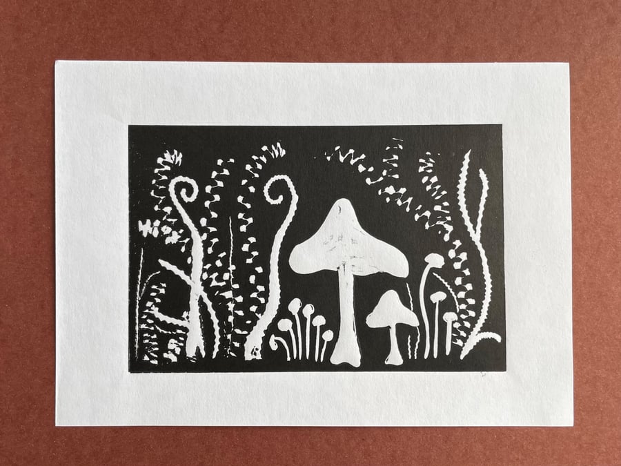 Fungi & Fern Lino Print