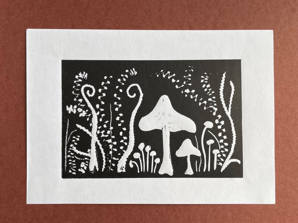 Fungi & Fern Lino Print