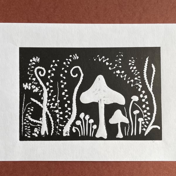 Fungi & Fern Lino Print