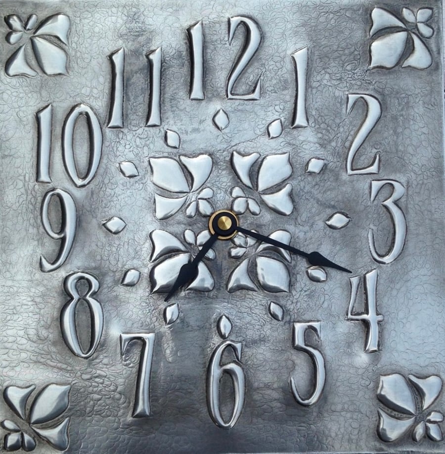 Lily Corners Pewter Clock