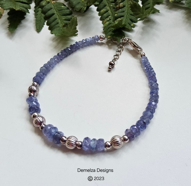 Designer AA Tanzanite 925 Sterling Silver Bracelet 