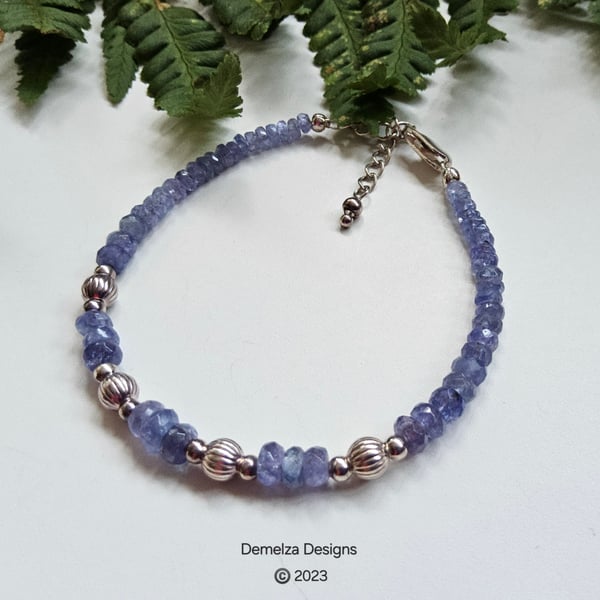 Designer AA Tanzanite 925 Sterling Silver Bracelet 