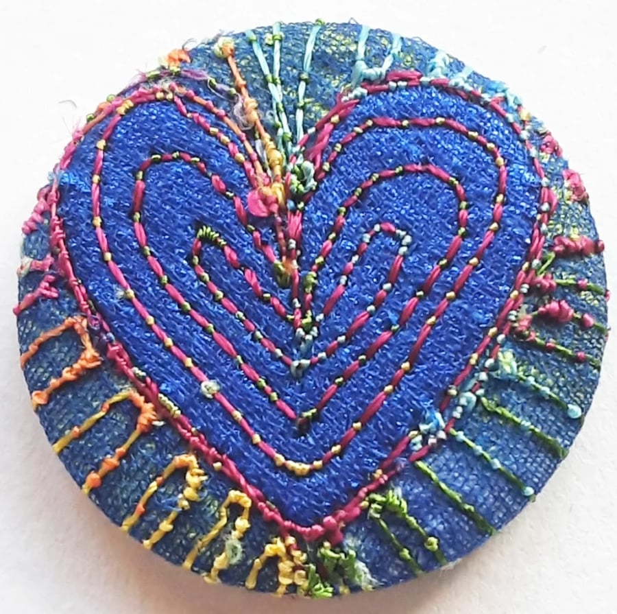 Buttons 1 inch button Hand Dyed Silks and Cottons Free Machine Embroidery Button