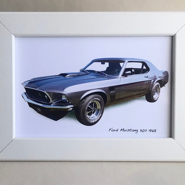 Ford Mustang 302 1968 - 4x6" Photograph in a Black or White frame