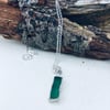 Handmade green sea glass and silver pendant on 16” Belcher chain