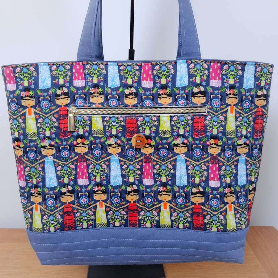 Viva la Vida quilted tote bag