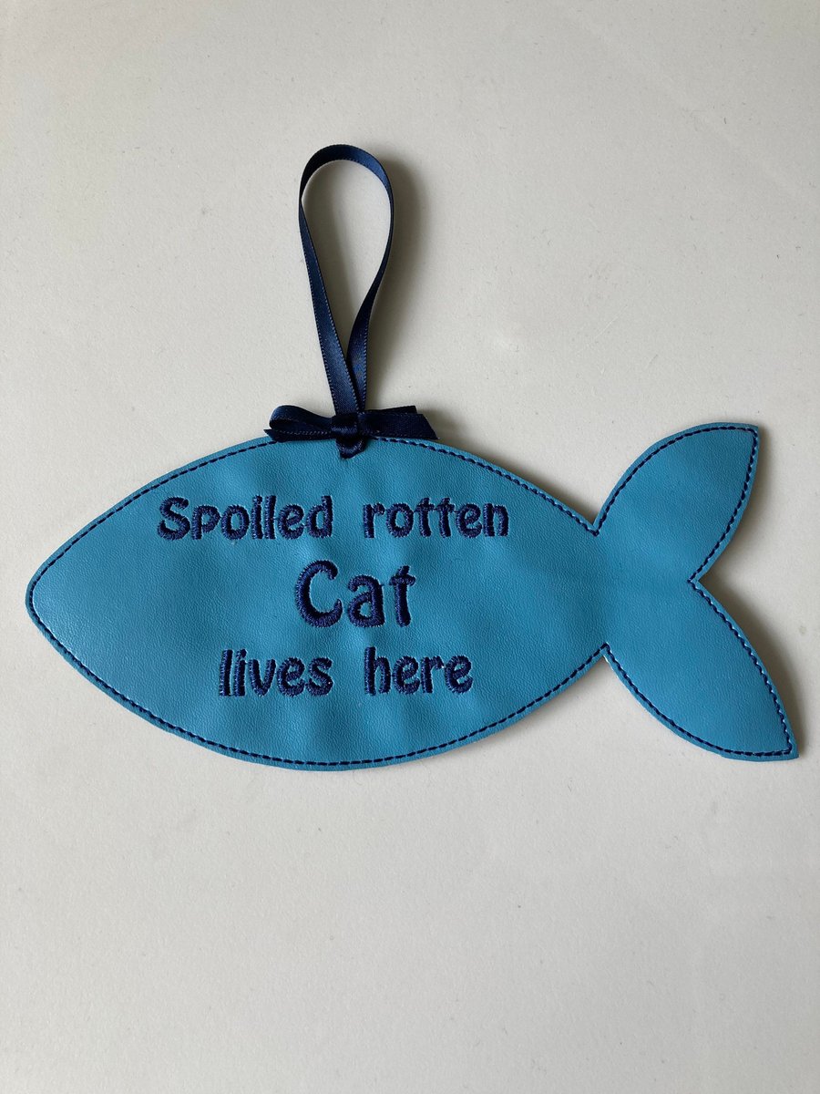 696. Spoiled rotten cat lives here hanging ornament.