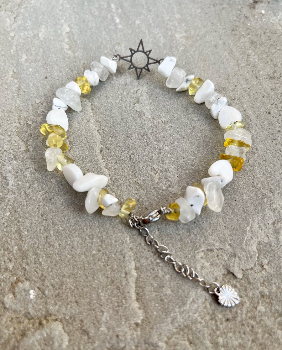 Sunshine Natural Stone and Shell Anklet
