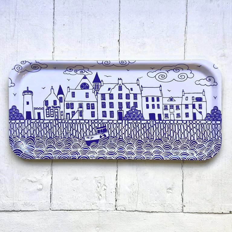 Blue & White Coastal Tray, Scottish East Neuk Design