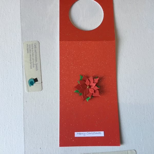 Bottle gift tag. Poinsettia gift tag. Handmade gift tag. Bottle gift tag.  CC711