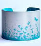 Summer hedgerow pattern aluminium - turquoise 