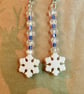 Snowflake Christmas Earrings, Sparkly Crystals & Ice Blue Glass, Stocking Filler