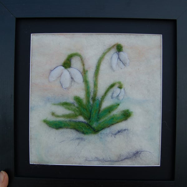 Snowdrops -  Needle felted  picture -  available with or without the frame