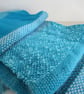 Bright Turquoise Handwoven Scrap Scarf - Image 4