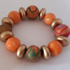 Orange polymer clay bracelet