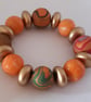 Orange polymer clay bracelet - Image 1