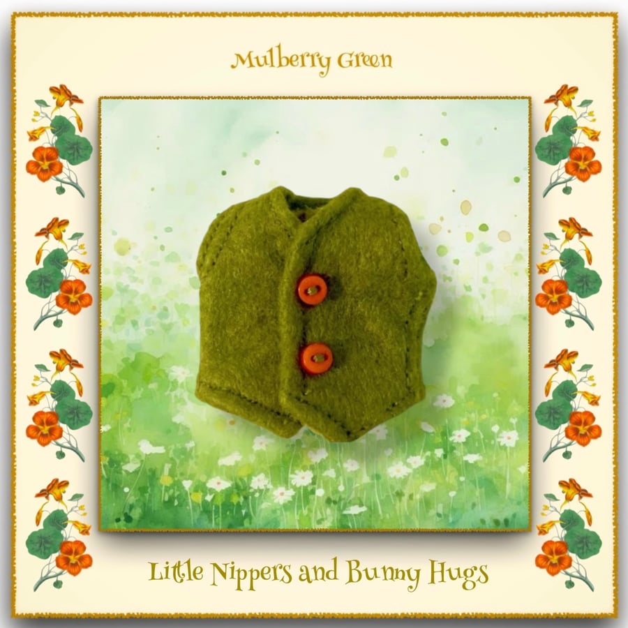 Little Nippers and Bunny Hugs Green Fox Print Lined Waistcoat