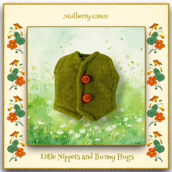 Little Nippers and Bunny Hugs Green Fox Print Lined Waistcoat