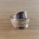 Upcycled Silver Plated Wrap Saddle Mustard Spoon Ring (SPR032601)