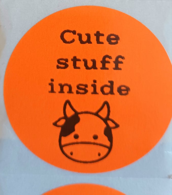 50 'Cute Stuff Inside' Thermal Printed Stickers (17O)