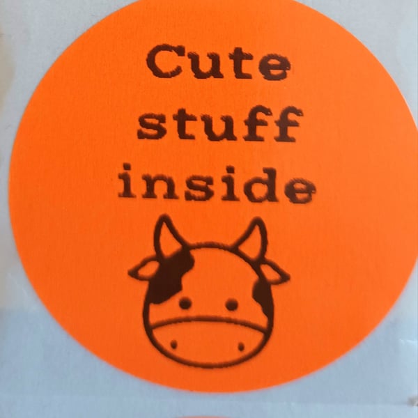 50 'Cute Stuff Inside' Thermal Printed Stickers (BO)