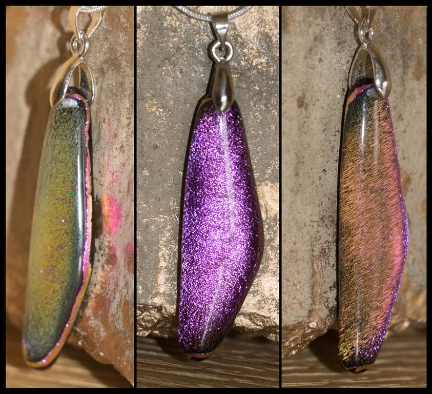 Sparkly Pink Fused Glass Pendant - 1192