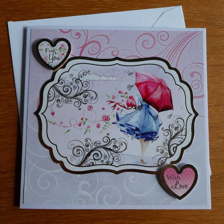 Birthday Card - Girl With Umbrella