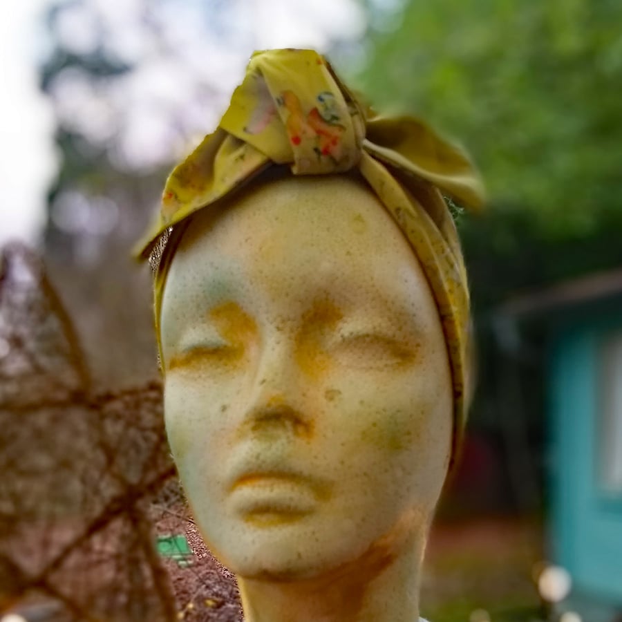 Yellow-green floral head wrap