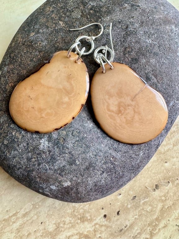 Butterbean Tagua nut dangle earrings 