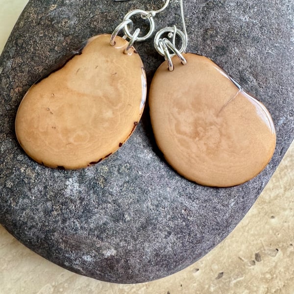 Butterbean Tagua nut dangle earrings 