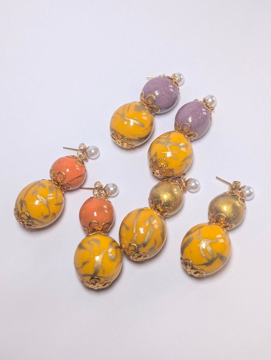 Handmade beaded earrings with gold findings 