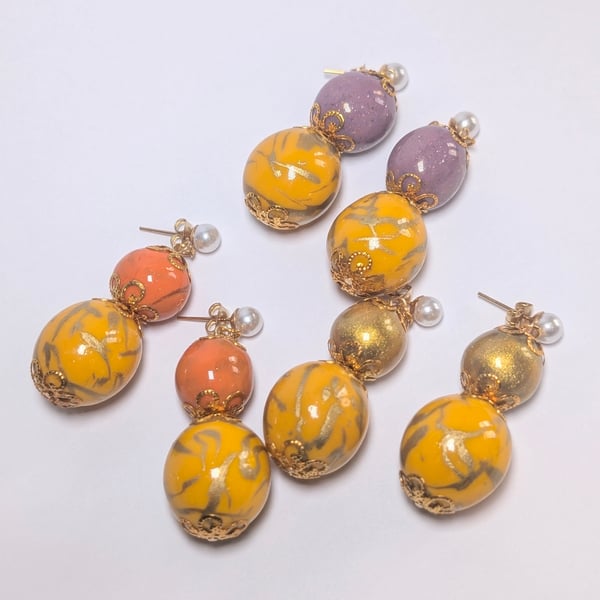 Handmade beaded earrings with gold findings 