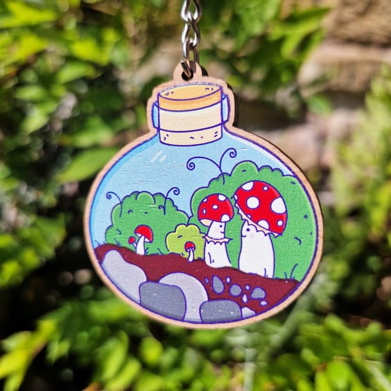 Mushroom keyring, Mushroom gift, Plant keyring Gift, Birthday Gift for Her