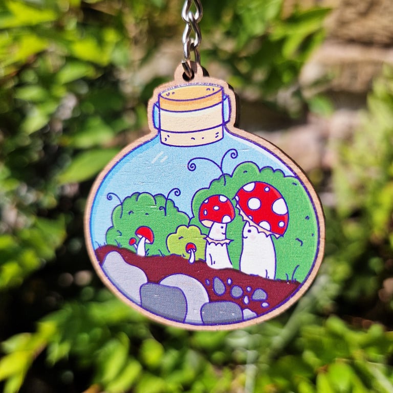 Mushroom keyring, Mushroom gift, Plant keyring Gift, Birthday Gift for Her