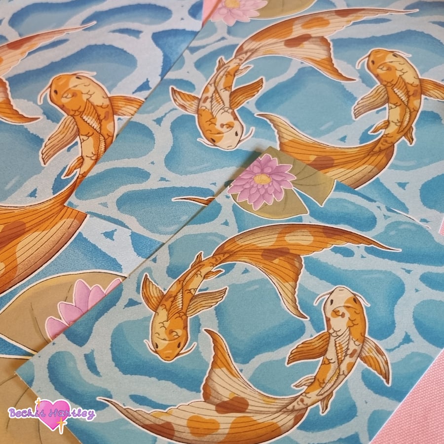 Koi Pond A5 Art Print - Original Illustration - Art Prints