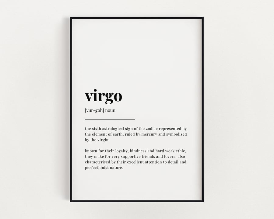 VIRGO DEFINITION PRINT, Astrology Gift, Gift For Virgo, Star Sign Gift