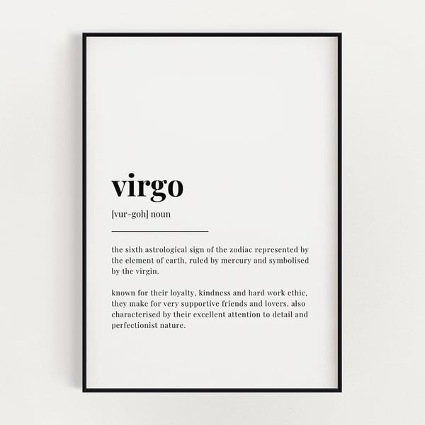 VIRGO DEFINITION PRINT, Astrology Gift, Gift For Virgo, Star Sign Gift