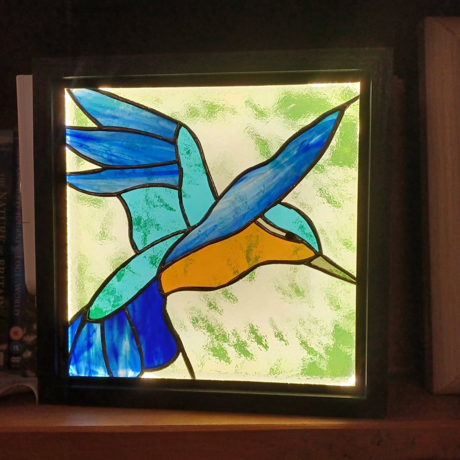 Stained glass Kingfisher light 