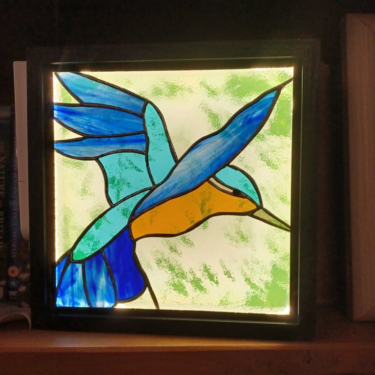 Stained glass Kingfisher light 