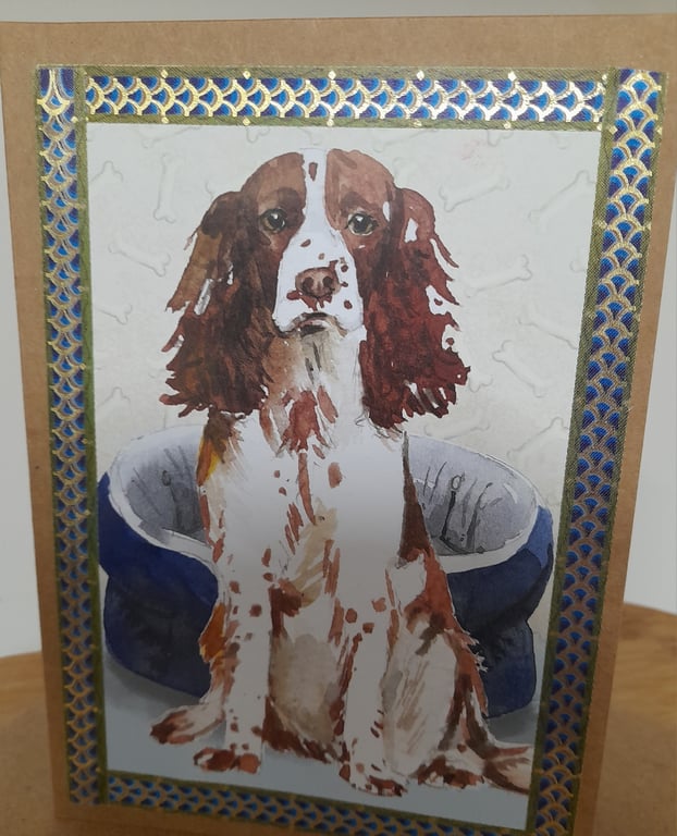 CUTE BLANK CARD WITH A SPANIEL DOG.